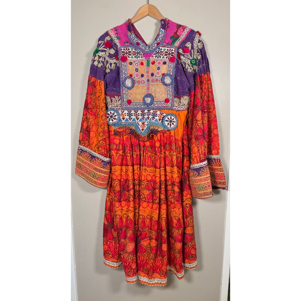 Vintage Handmade Beaded Embroidered Afghan Tribal Kuchi Dress - Picture 1 of 12